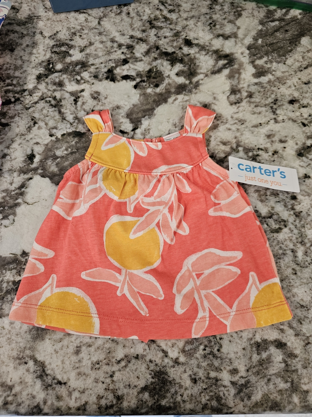 Carter's Coral Pink & Yellow Floral Sundress Tank for Kids